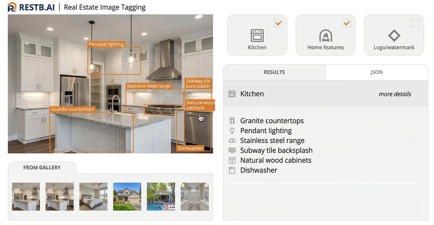 Restb.ai Real Estate Image Tagging main interface dashboard
